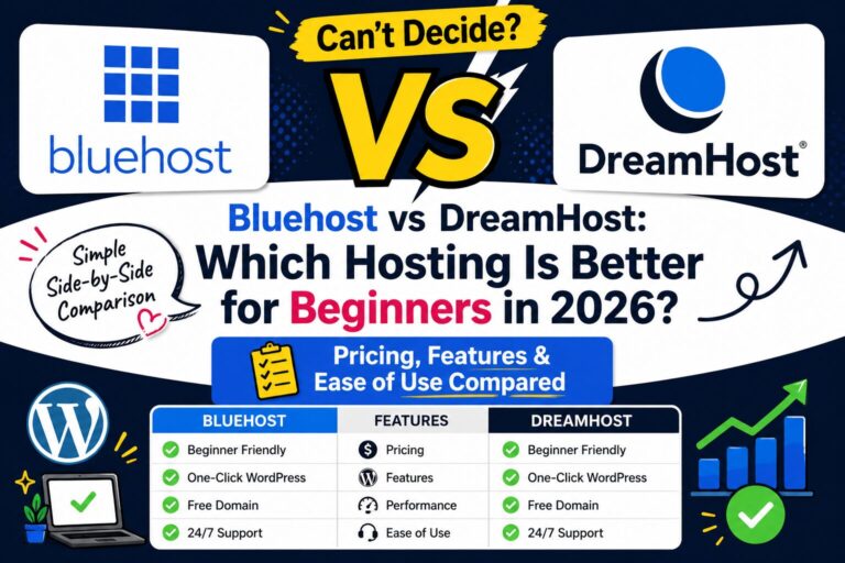 Bluehost vs DreamHost for Beginners (2026): Which Hosting Is Better?