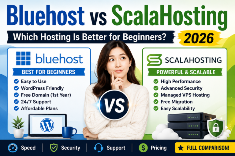 Bluehost vs ScalaHosting (2026): Which Hosting Is Better for Beginners?