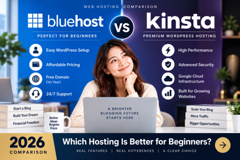Bluehost vs Kinsta (2026): Which Hosting Is Better for Beginners?